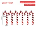 Set di 6 decorazioni natalizie a bastoncino di zucchero bianche e rosse glitterate - 12.5CM Lucido Glitterato (Confezione da 6) / Rosso Bianco