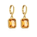 Elegante 18K vergoldete Creolen mit rechteckigen bernsteinfarbenen Zirkonia-Anhängern - Bernstein