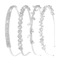 Set of four silver bridal headbands with shimmering pearls and rhinestones - Silver 4-Piece Set Style 32# (As Pictured)