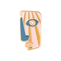 Spilla smaltata con viso astratto stile Picasso in rosa e blu con bordo dorato - Viso Astratto Rosa Blu (XZ4950)