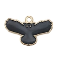 Golden owl pendant with black enamel finish for DIY jewelry making and accessories - 1pc Black Owl (14x24mm)
