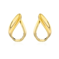 Polished 14K gold-plated teardrop stud earrings with a minimalist twisted design - Gold