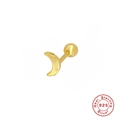 Detailansicht eines goldenen S925 Sterlingsilber Mondsichel-Ohrsteckers mit Schraubkugel - Einzelner Polierter Mond / Gold