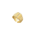 Gold plated open ring with vertical brushed texture and micro-paved crystals inlay - Gold White