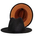 Classic two-tone black and orange wool felt fedora hat with a wide brim for autumn - M (56-58cm) / Black Outer Brown Inner