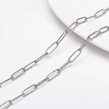 Textured silver oval link chain in stainless steel for DIY jewelry making and crafts - Style 16 Textured Oval Chain (FLB074) / 1 Meter