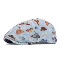 Hellblaue Schirmmütze mit bunten Schmetterlings-Stickereien und Jacquard-Muster - Sechs-Panel / Blau