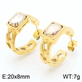 Rectangular gold-plated hoop earrings with multi-color zircon inlay, size 20x8mm - Gold Light Yellow