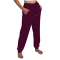Classic deep purple joggers for men and women with high waist drawstring and ribbed cuffs - Burgundy