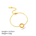 Detail of gold stainless steel twisted ring bracelet with size and weight dimensions - Gold Circle Bracelet