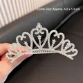 Pettine corona a stella d'argento per bambine con strass bianchi e cuoricini - #7 Pettine Corona a Stella