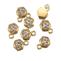 Huit breloques hexagonales dorées avec cristaux pour la création de bijoux DIY - Hexagone / Doré