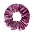 Deep pink purple velvet scrunchie with zipper pocket for stylish hair storage - Deep Pink