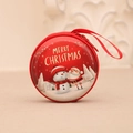 Portamonete natalizio in latta con decorazioni di Babbo Natale e pupazzo di neve e laccetto - Babbo Natale e Pupazzo di neve