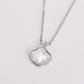 Detalle de un collar con colgante de concha de plata con nácar blanco y circonita - Color Acero