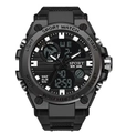 All-black dual display sport watch for men with digital LCD and 30M waterproof rating - 1706 Black