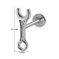 Piercing labret en acier inoxydable en forme de clé à molette argentée, 14,12 mm - Clé / 0.8x6mm