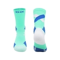 Thickened basketball crew socks in teal and blue with moisture-wicking cushion sole - Kids One Size / Light Emerald Green