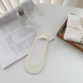 Calcetines invisibles de algodón blanco para mujer con silicona antideslizante y encaje - Blanco