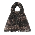 Lightweight voile scarf with abstract brown and black block pattern texture - Black Brown Geometric