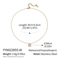 Detail showing dimensions of gold stainless steel necklace with square zircon pendant - Transparent White Zircon Square Style (YYN023055-W)