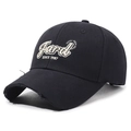 Distressed black baseball cap with JARD SINCE 1987 embroidery and vintage frayed brim - Adjustable / Black