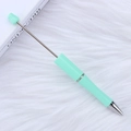DIY beaded ballpoint pen in mint green with UV electroplating and chrome accents - Khaki Light Green