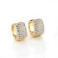 Chic 18k gold plated huggie earrings featuring multi-row white cubic zirconia micro-pave - Gold / White Zirconia