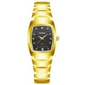 DEDIMA gouden horloge met zwarte wijzerplaat en fonkelende kristallen uurmarkers - Zwarte Wijzerplaat Damesmodel (D-229) / Goud