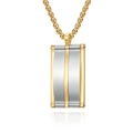 Men's two-tone rectangle pendant in gold and silver finish with polished chain - Without Chain / Single Pendant Gold