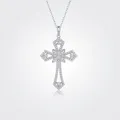 Elegant 925 sterling silver cross pendant necklace featuring brilliant moissanite stones - 92-Stone Pavé Cross Style (P13381) / Without Certificate