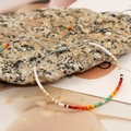 Pulsera bohemia de cuentas Miyuki con patrones multicolores y cordón gris ajustable - Cuentas Multicolores/Cordón Gris