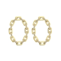 Vintage 18K gold plated U-shaped linked chain earrings with pave cubic zirconia stones - 1 Pair Gold Hoop Earrings