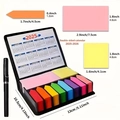 2025 desk calendar stationery set with multi-color sticky notes in a black PU storage box - Black / Standard / Approx 100 Sheets