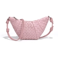 Pink hand-woven leather croissant shoulder bag with knotted strap and silver hardware - Lotus Pink