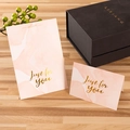 Pink marble greeting card with gold foil text and premium black gift box set - 14 Just For You Pink