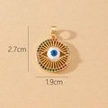 Detail of evil eye pendant with blue enamel and colorful cubic zirconia stones, 2.7cm high - Gold Disc Evil Eye Colorful Zircon Pendant (H)