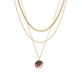 Collana dorata a tre strati con catena a serpente e ciondolo smaltato celeste - 2# Collana a 3 Strati (Catena a Serpente + Catena a Sfere + Smalto Celeste)