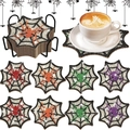 Halloween spider web diamond painting coasters set with black metal holder and 8 pieces - XIN021 Spider Web / No Stand/OPP Bag