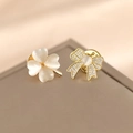 Elegant gold four-leaf clover and bowknot brooch set with opalescent stones and zircons - Clover + Bowknot Set