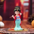 Traditional Tang Dynasty lady figurine in red and green dress for desk decor - Pipa Lute Style