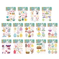 Lot de 14 tatouages temporaires de Pâques imperméables avec lapins et œufs colorés - Série WK Ensemble de Tatouages de Pâques (14 Feuilles)