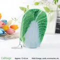 Mini plush coin purse with realistic green cabbage vegetable print and zipper - Chinese Cabbage