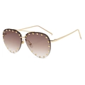 Bruine gradiënt aviator zonnebril met gouden klinknagels en metalen montuur - Gouden Frame Thee Gradiënt Lens