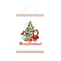 Detail of wooden magnetic hanger frame with Merry Christmas festive illustration - 21cm / Oak