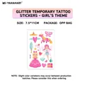Tatouages pailletés pour filles avec licornes, fées et papillons en tons rose et violet - Style Licorne et Fée (QC-002)