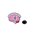 Pin's en émail en forme de cerveau avec texte Open Your Mind et interrupteur - Cerveau Interrupteur - OPEN YOUR MIND