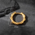 Gold bamboo hoop earrings in vintage titanium steel shown with 1.69cm height dimensions - Gold Bamboo Joint Style (S240)