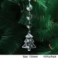 Transparent acrylic Christmas tree pendant with octagonal beads in a pack of ten - 135mm Christmas Tree