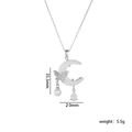 Silver titanium necklace featuring white crescent moon with butterfly and pearl charms - Cream White (Silver)